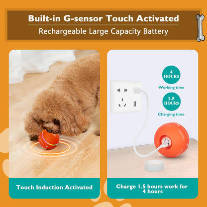 Interactive Dog Toys Dog Ball,[2025 Newly Upgraded] Durable Motion Activated Automatic Rolling Ball Toys For/Small/Medium/Large Dogs,Usb Rechargeable (Orange)