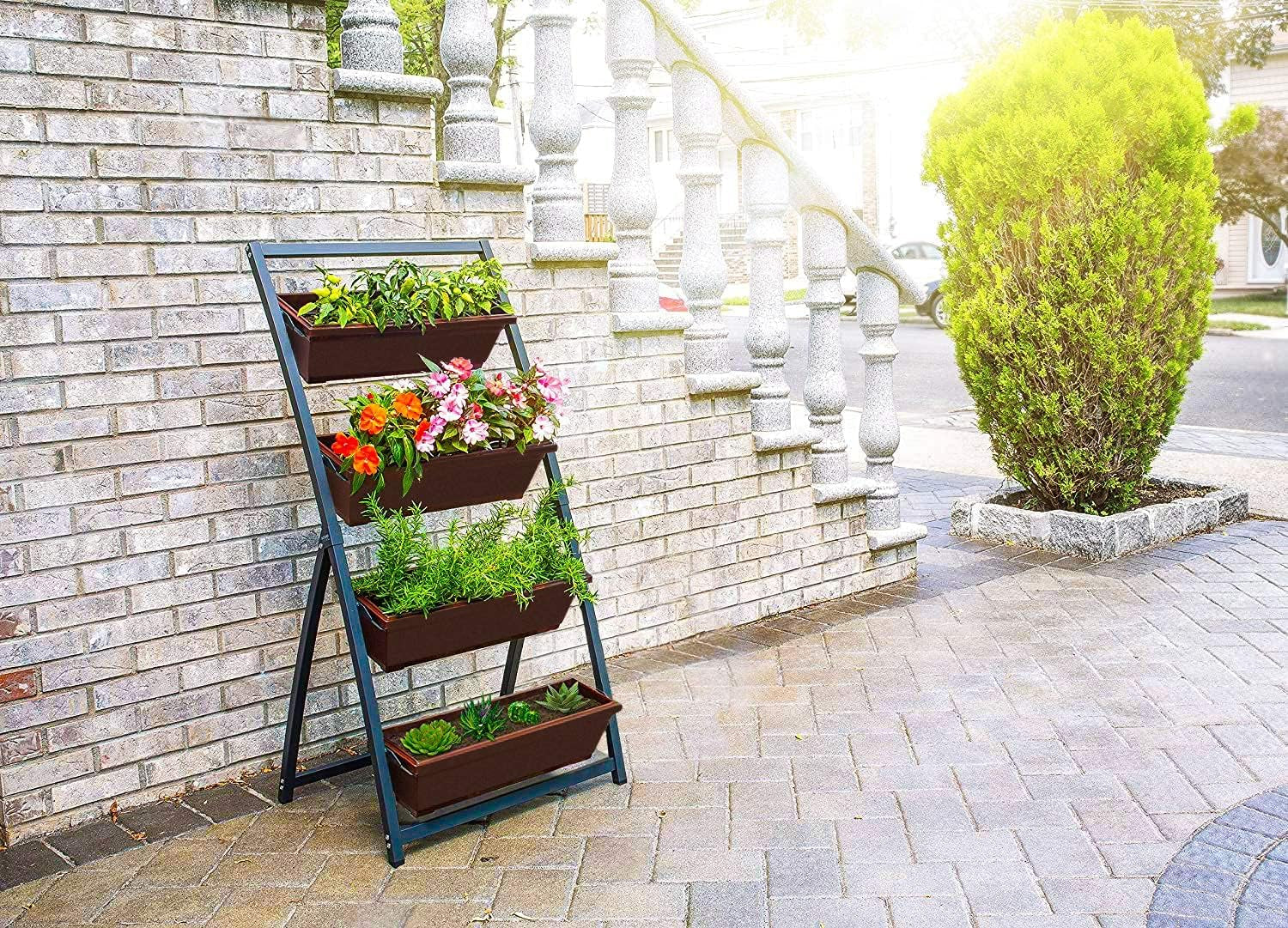 4-Ft Raised Garden Bed - Vertical Garden Freestanding Elevated Planters 4 Container Boxes - Good for Patio Balcony Indoor Outdoor - Perfect to Grow Vegetables Herbs Flowers