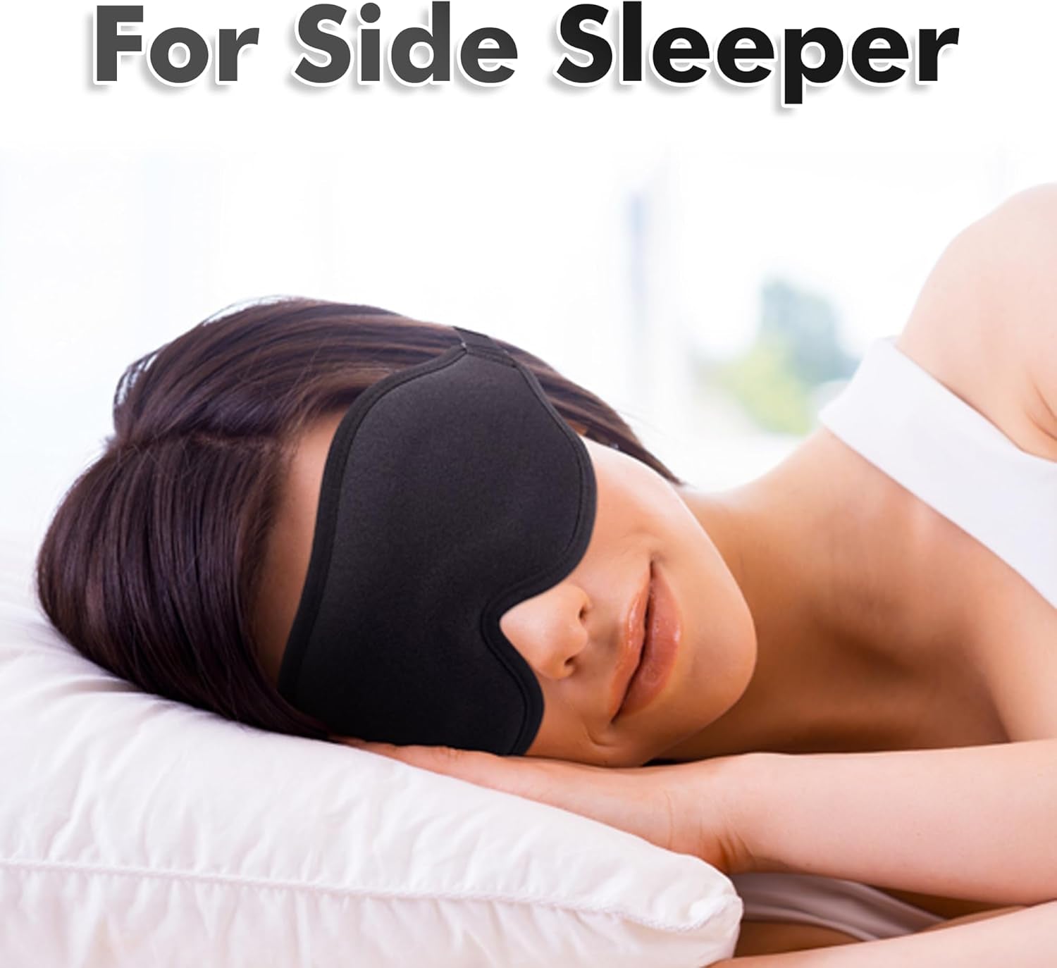 Sleep Eye Mask for Men Women, Lash Extensions 3D Sleeping Mask, Travel Blackout Night Blindfold Eye Shade Cover with Adjustable Strap (Black-3D)