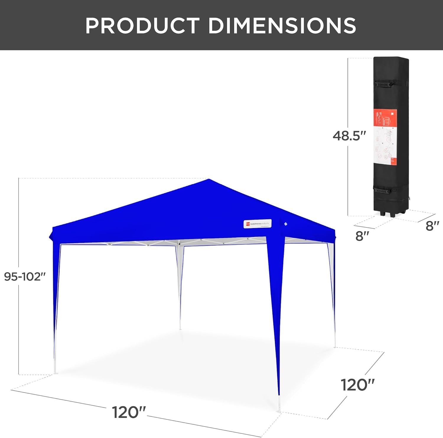 10X10Ft Pop up Canopy Outdoor Portable Folding Instant Lightweight Gazebo Shade Tent W/Adjustable Height, Wind Vent, Carrying Bag - Resort Blue