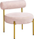 Boucle Vanity Chair, Modern Tufted Accent Chair, Cozy Sherpa Barrel Chair with Gold Legs, Club Chair for Living Room Bedroom Makeup Room Home Office, Pink