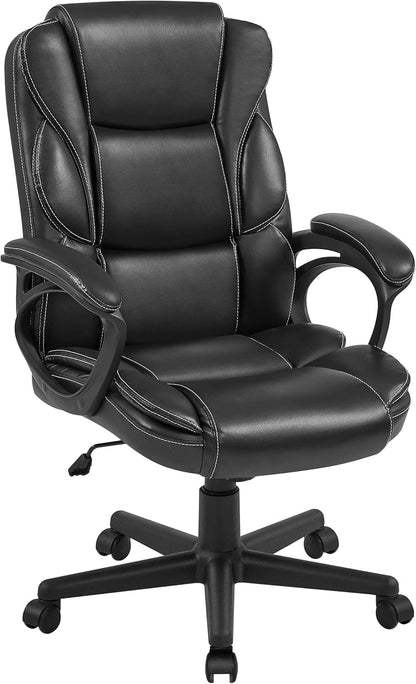 Office Chair High Back Wide Seat Executive Chair Adjustable Desk Chair, PU Leather Managerial Swivel Chair W/Padded Armrest, Big and Tall