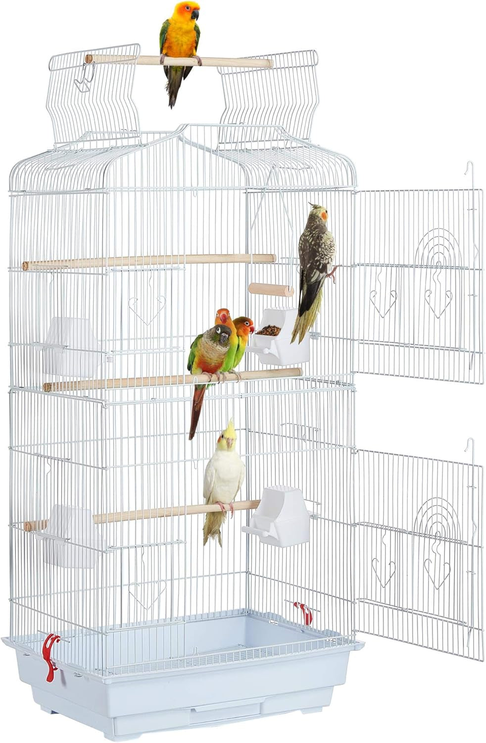 41-Inch Open Top Medium Bird Cages for Parakeets Finches Canaries Lovebirds Small Quaker Parrots Cockatiels Budgie Green Cheek Conure Travel Pet Flight Birdcage