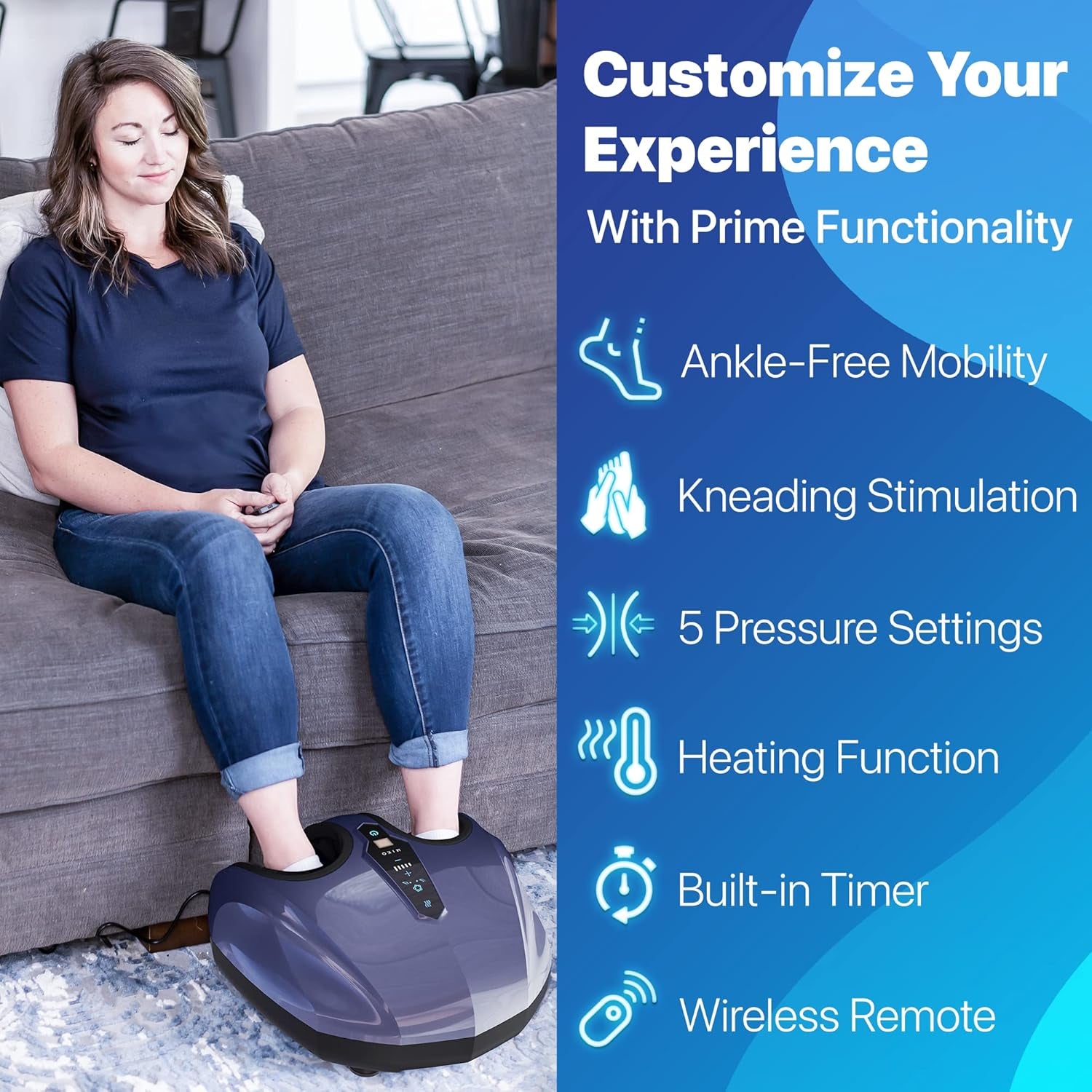 Foot Massager Machine with Deep-Kneading, Compression, Shiatsu, and Heat for Plantar Fasciitis, Neuropathy, FSA/HSA Eligible - Fits up to Men Size 12