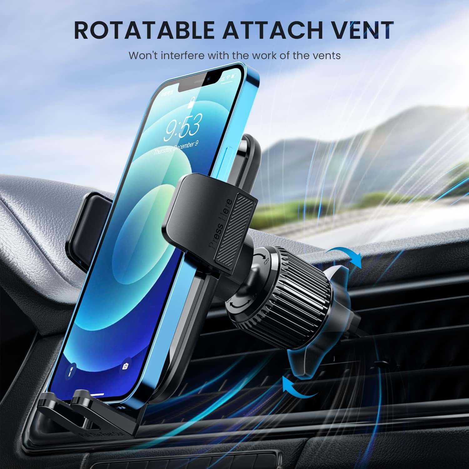 Phone Mount for Car Vent [Upgraded Metal Clip] Cell Phone Holder Car Hands Free Cradle in Vehicle Car Phone Holder Mount for Smartphone, Iphone, Cell Phone Automobile Cradles Universal