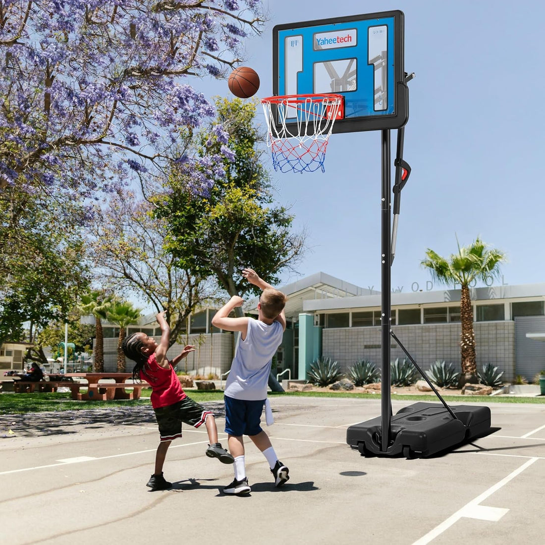 Portable Basketball Hoop Basketball Hoop Outdoor 9-11.5Ft Height Adjustable Basketball Goal Basketball Court for Adults with 39&