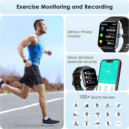 Fitness Tracker 2024 (Answer/Make Call),Smart Watch with 24/7 Heart Rate Blood Oxygen Monitor,Sleep Tracker,100+ Sports Modes,Pedometer,Ip68 Waterproof Activity Trackers for Android&amp;Iphone Women Men