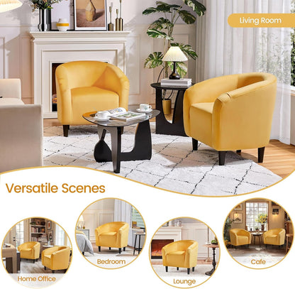 Yellow Chair, Accent Chair for Bedroom, Armchair for Living Room, Velvet Fabric Club Chair with Soft Padded Seat and Sturdy Legs for Bedroom Waiting Room, Yellow