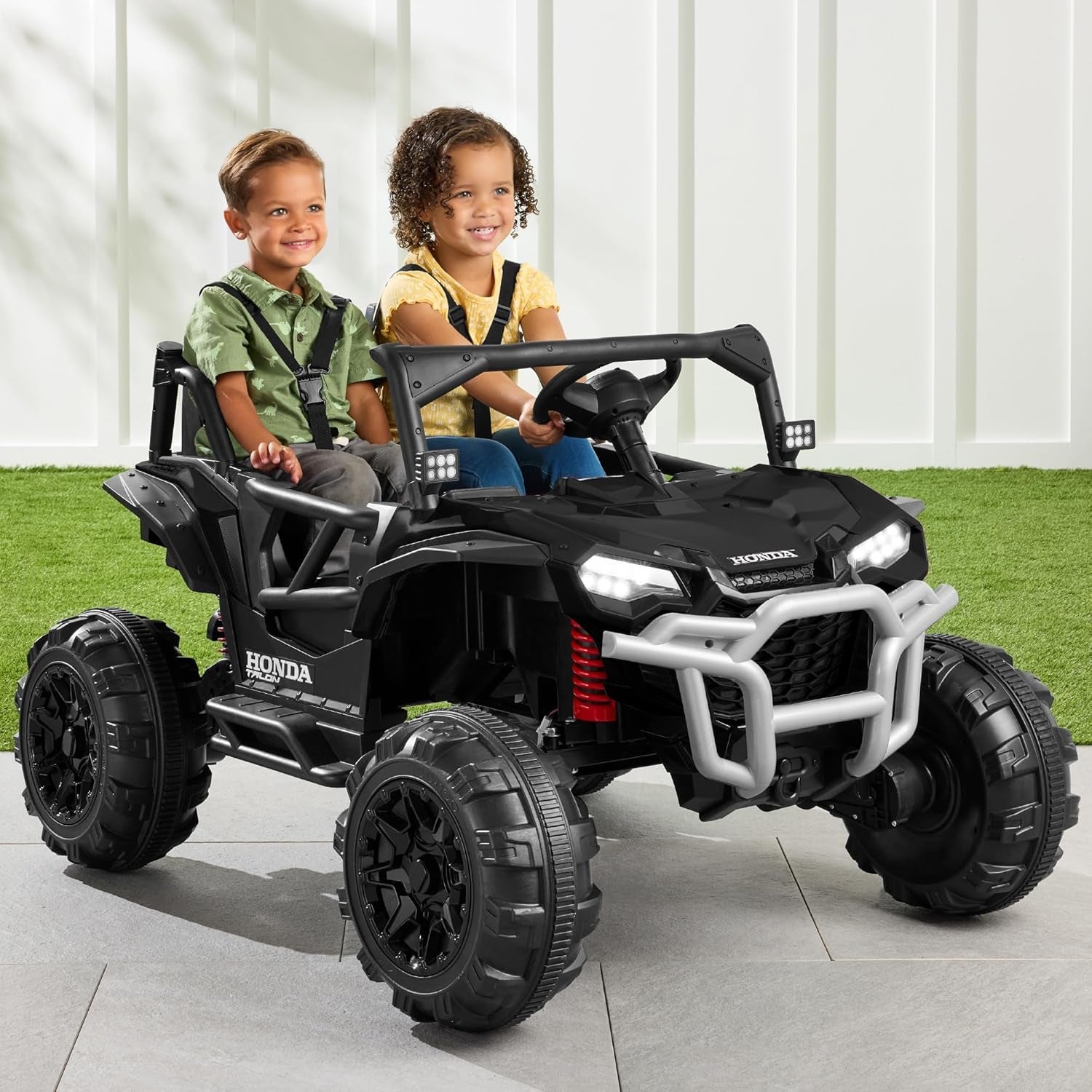 Kids 24V 2-Seater Electric Ride on UTV Officially Licensed Honda Talon W/Parent Control, LED Lights, Bluetooth - Black