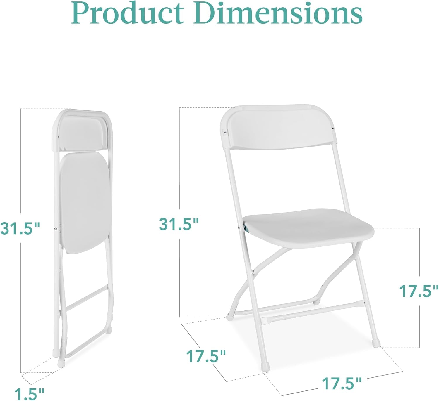 Set of 10 Plastic Folding Chairs, Portable Stacking Indoor Outdoor Seating for Home, Yard, Garden, Parties, Events W/Non-Slip Feet, 350Lb Weight Capacity - White