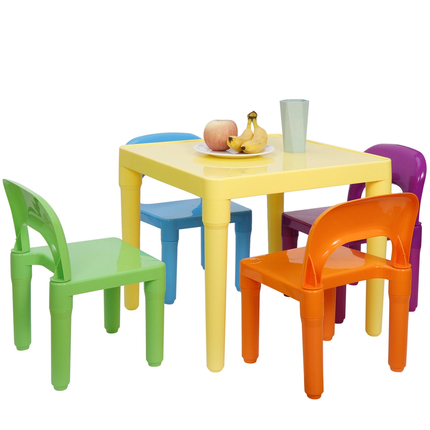KidsTable  4 Chair Play Build Table Set for Indoor Activity Outdoor Water Play