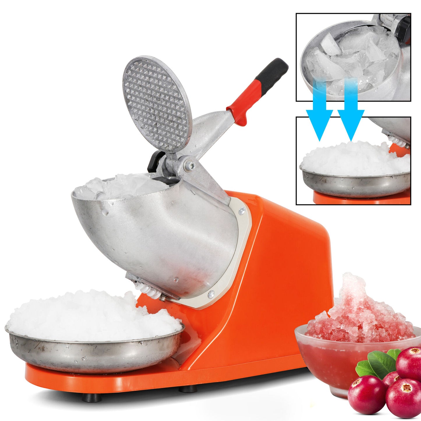 4XElectric Ice Crusher Shaver Machine Snow Cone Maker Shaved Ice 143 lbs Silver