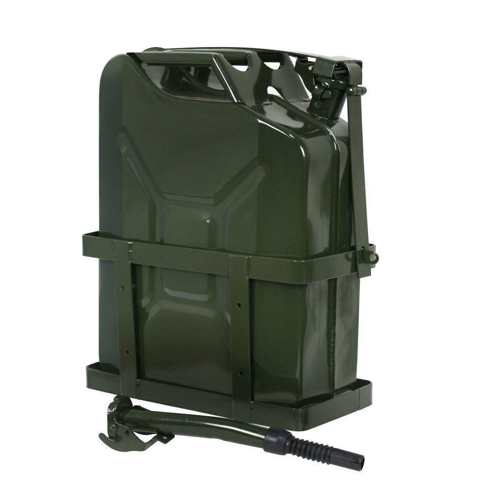 5 Gallons Jerry Can with Holder 20L Liter Steel Oil Gas Tank Gasoline Green