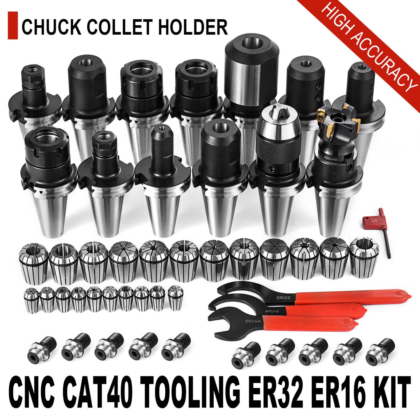 CAT 40 Tool Holder Kit for Haas Fadal CNC Mill ER32/16 Chuck Collet Set NEW