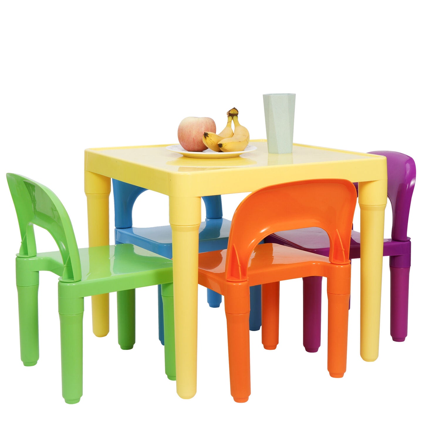 KidsTable  4 Chair Play Build Table Set for Indoor Activity Outdoor Water Play