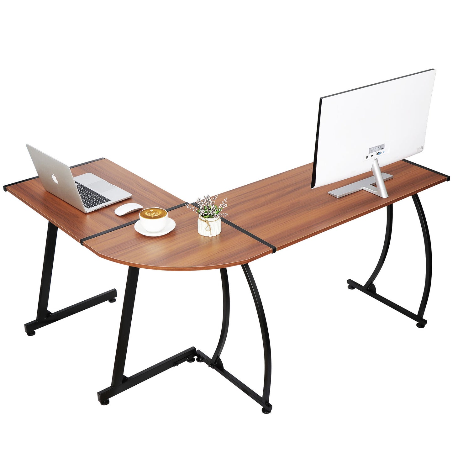 L-Shaped Corner Desk Computer Gaming Desk PC Writting Table Home Office Walnut