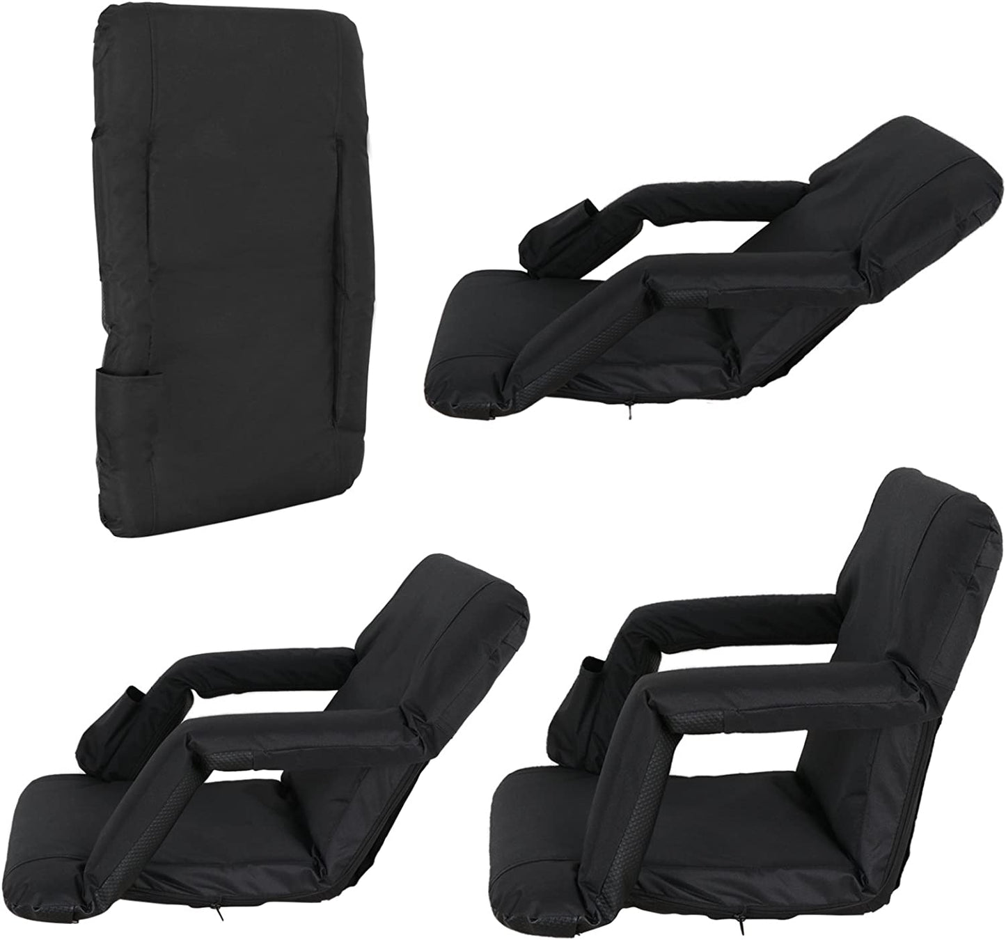 Folding Stadium Seat Chair with Back Support for Bleachers 2 Pack Reclining Bleacher Seat with Back and Cushion